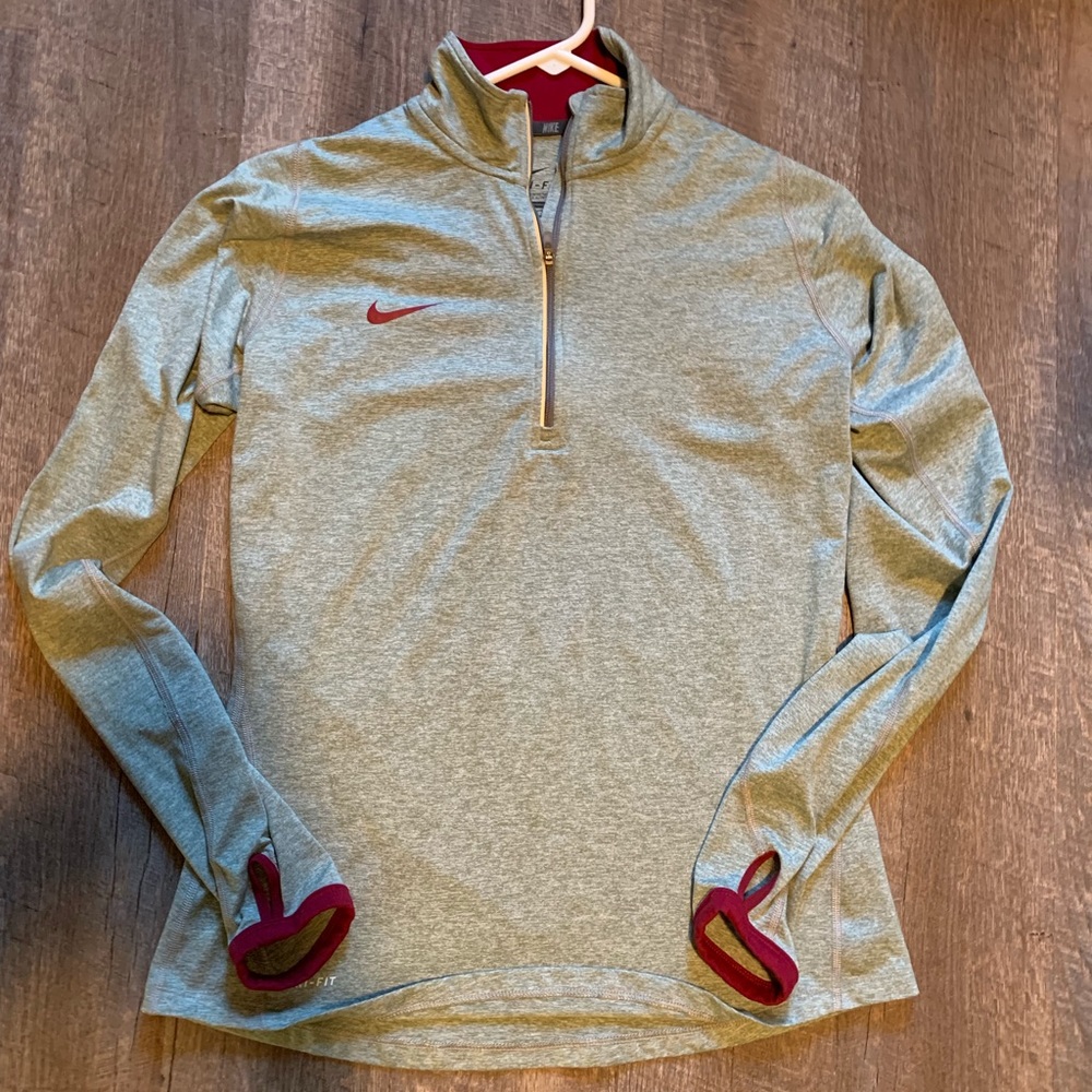 Silk Nike Gray and Maroon Quarter Zip